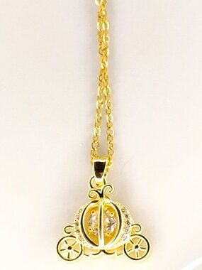 Necklace Princess Carriage Rhinestones Gift Gold Costume Little Girl
